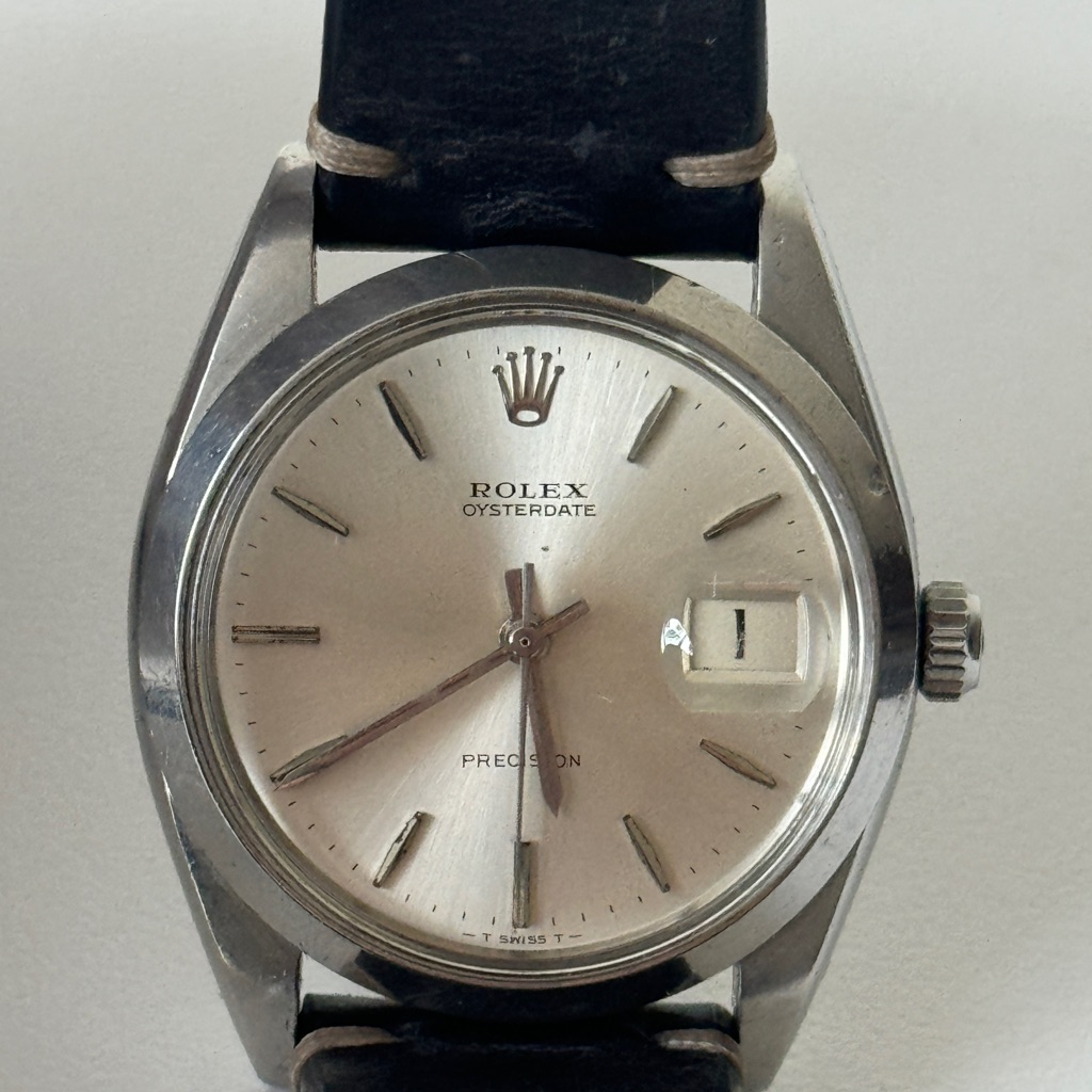 Rolex Oysterdate Precision Silver Stainless Steel Vintage 34mm Watch 6694